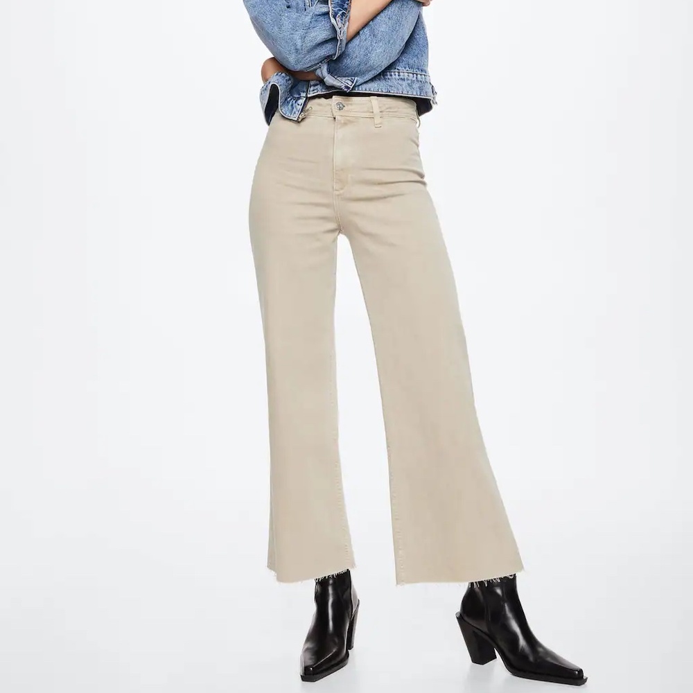 Mango Beige Wide Leg Jeans